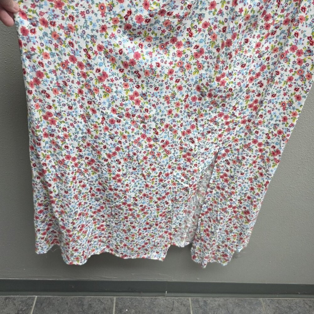 Liberty Love Dress Womens 2XL White Floral Smocked Maxi Puff Sleeve Forever 21 - Picture 3 of 10